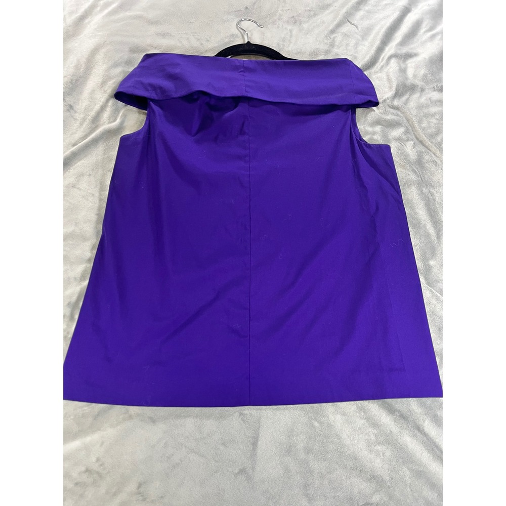 Theory‎ Ishana Luxe Cotton Blend Lined Off Shoulder Purple Career Work Blouse S - Picture 3 of 6